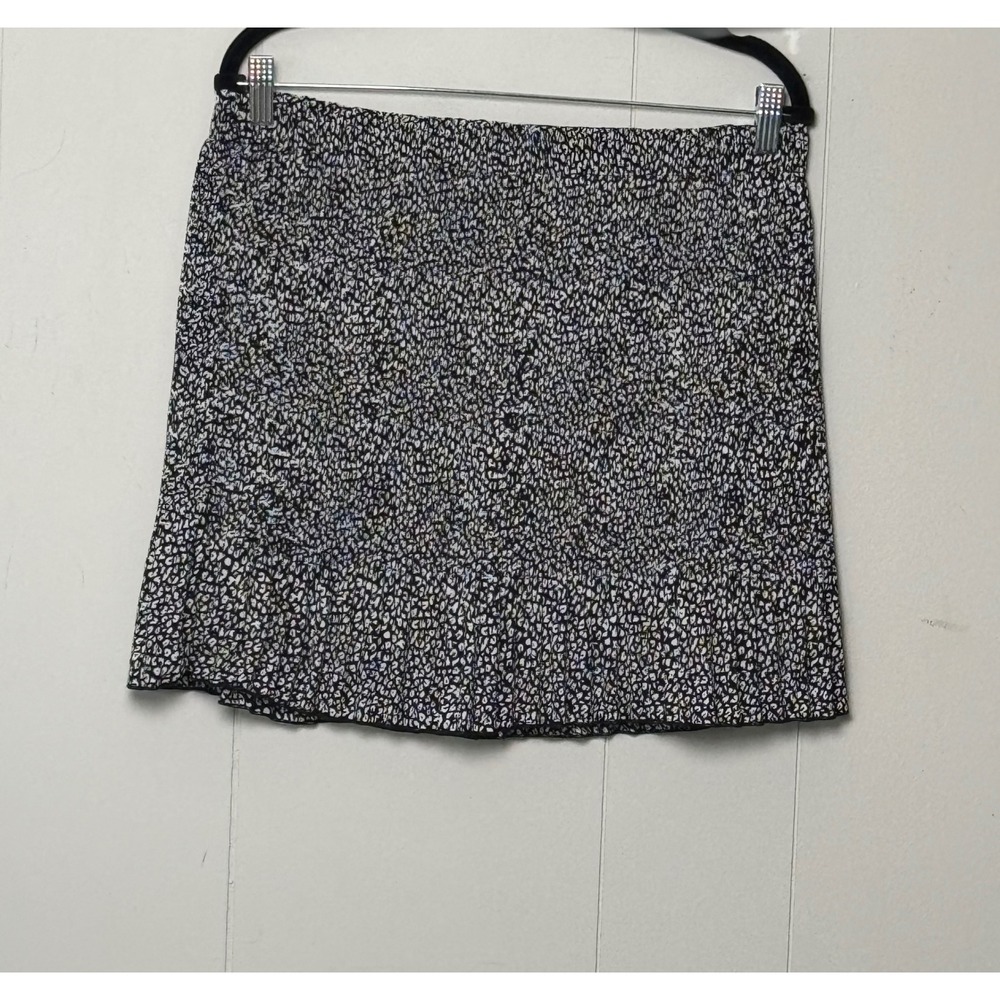 NWT Primark Women Black White Animal Print Elastic Waist Ruffle Mini Skirt Sz 12